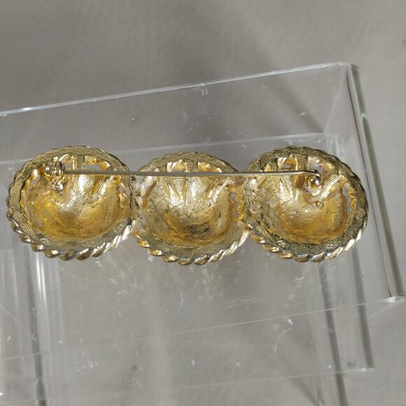 Lion Head Bar Brooch Pin Vintage 1980s Gold Tone Rope Detail 3 Inches Bold - Picture 2 of 10